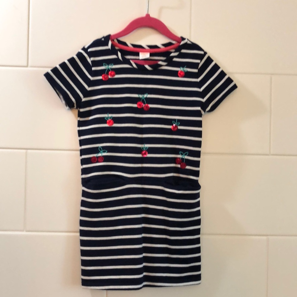 Gymboree girls striped cherry sequin dress size sm
